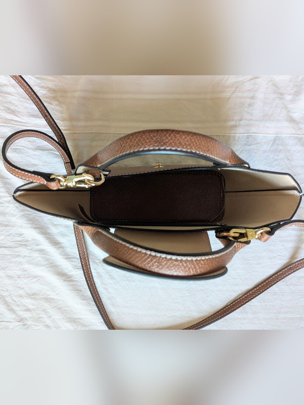 Longchamp Épure Brown Textured Leather Small Crossbody Bag with Gold Hardware - Picture 4 of 5